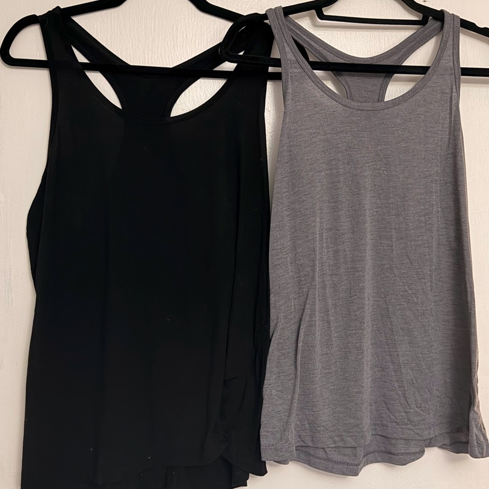 Women's Black and Gray Tank Tops